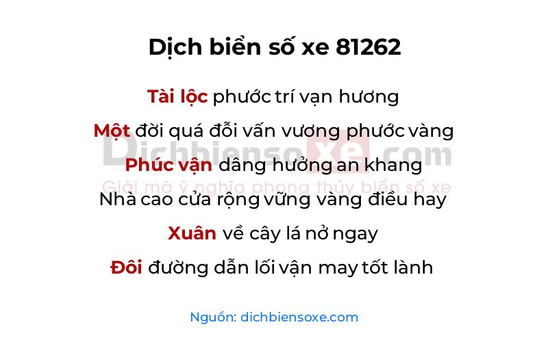 Dịch thơ biển số 81262