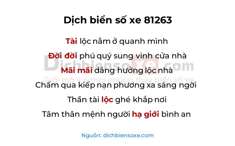 Dịch thơ biển số 81263