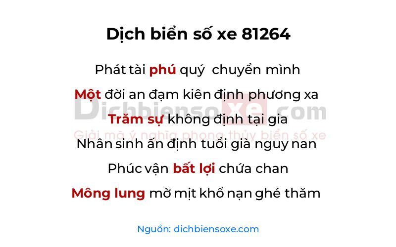 Dịch thơ biển số 81264