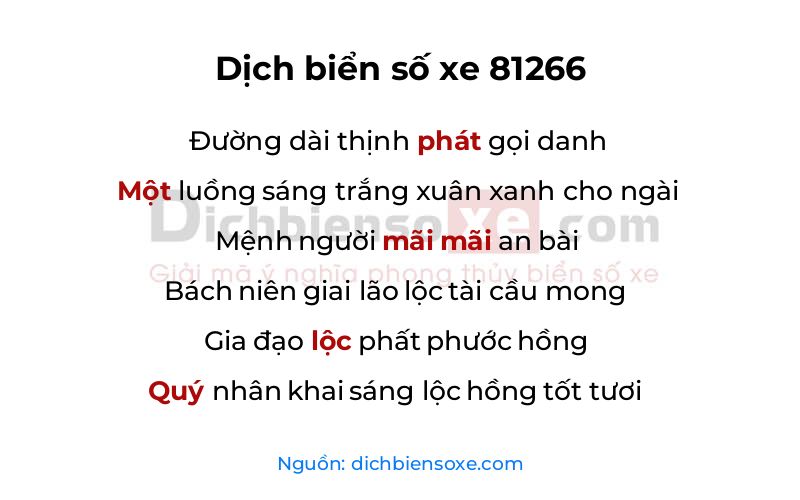 Dịch thơ biển số 81266