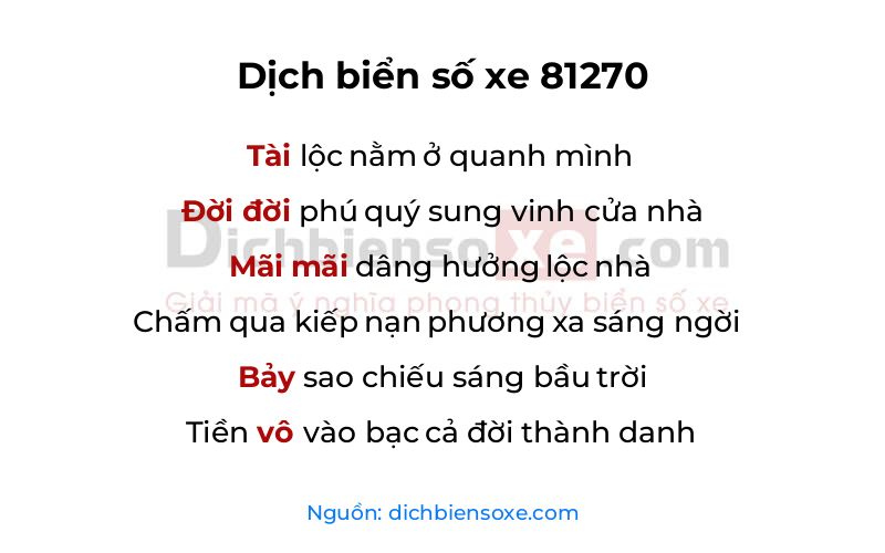 Dịch thơ biển số 81270