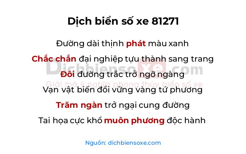 Dịch thơ biển số 81271