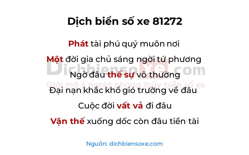 Dịch thơ biển số 81272
