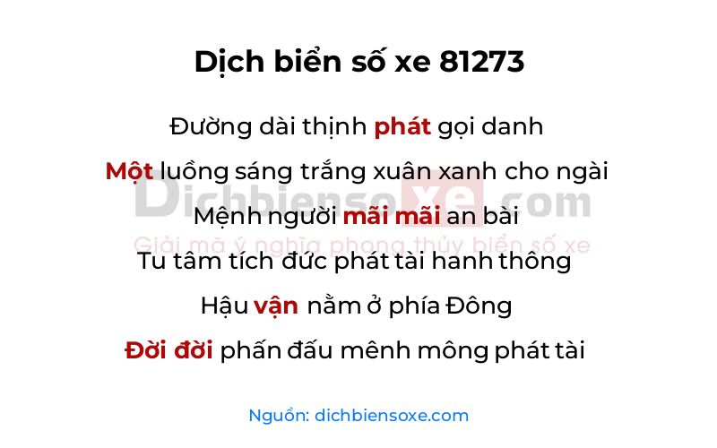 Dịch thơ biển số 81273
