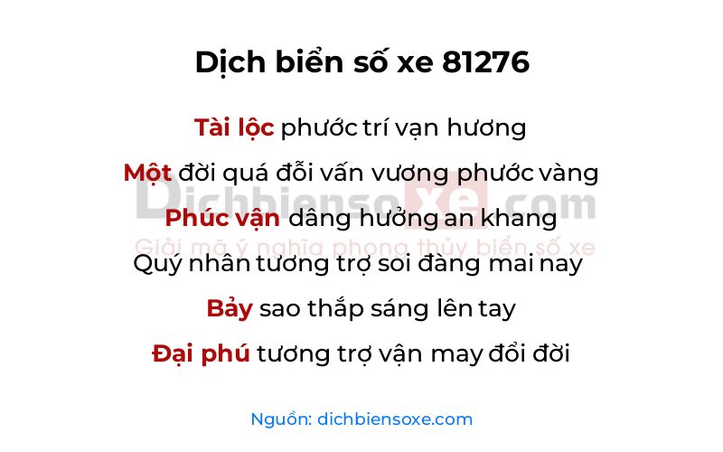 Dịch thơ biển số 81276