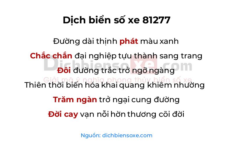 Dịch thơ biển số 81277