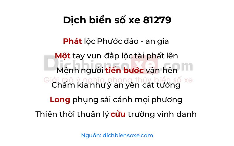 Dịch thơ biển số 81279