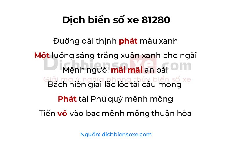 Dịch thơ biển số 81280