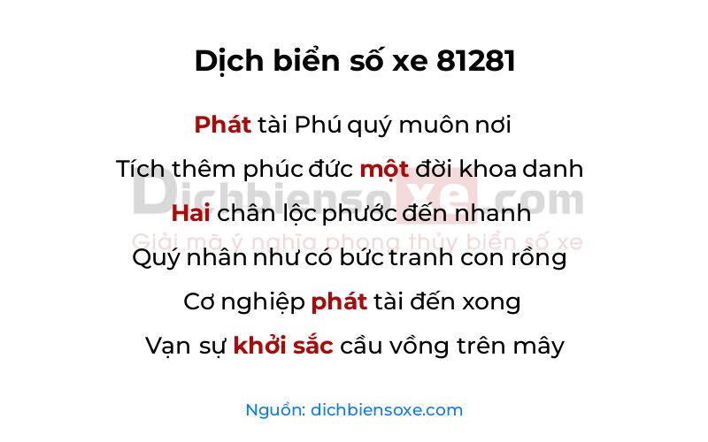 Dịch thơ biển số 81281