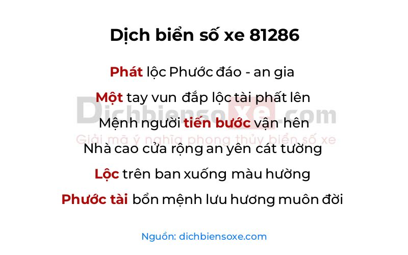 Dịch thơ biển số 81286