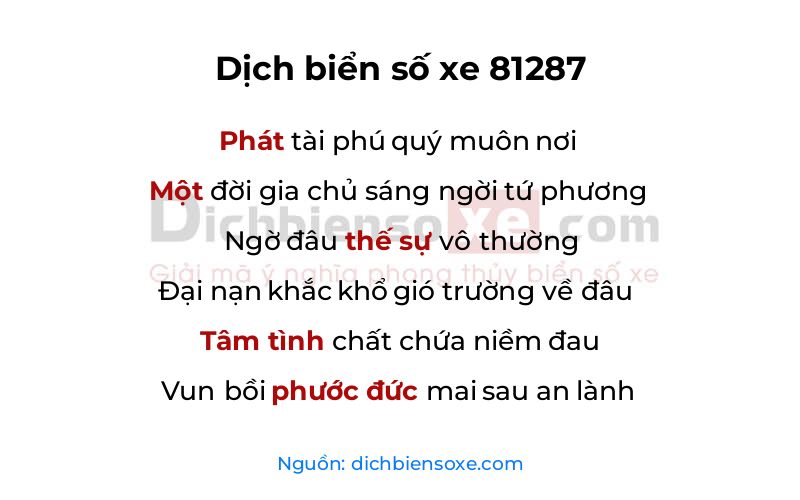 Dịch thơ biển số 81287