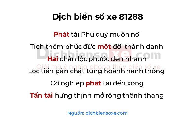 Dịch thơ biển số 81288