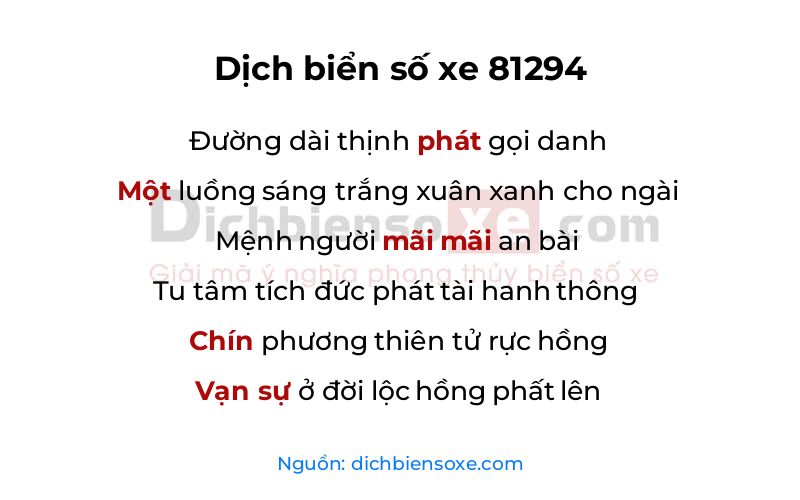 Dịch thơ biển số 81294