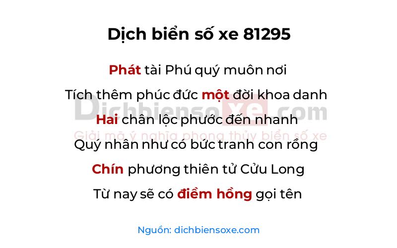 Dịch thơ biển số 81295