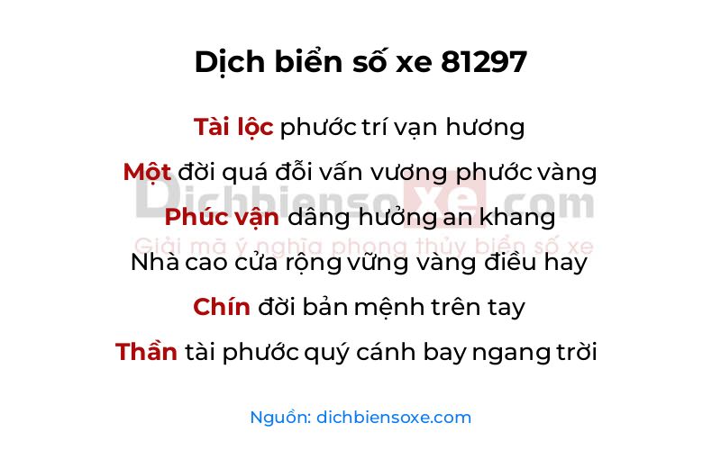 Dịch thơ biển số 81297