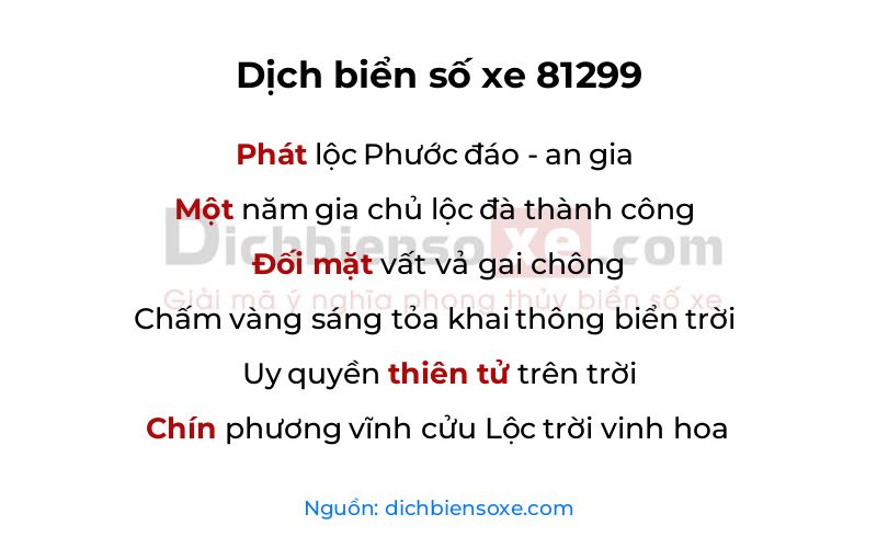 Dịch thơ biển số 81299