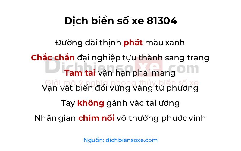 Dịch thơ biển số 81304