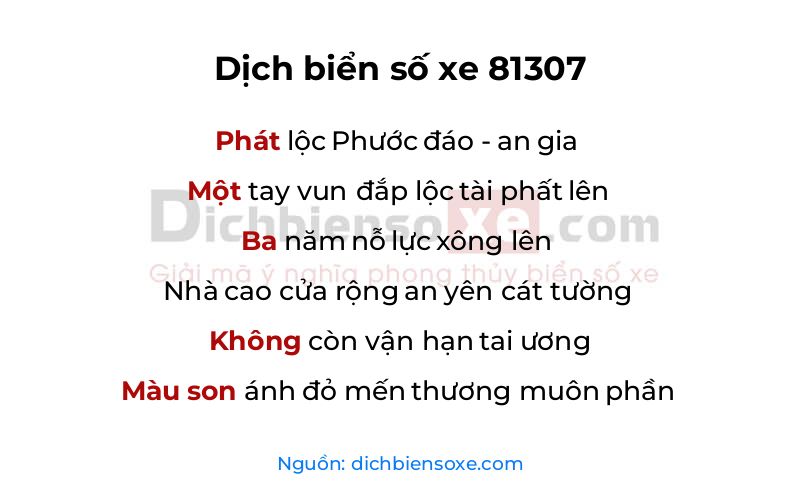 Dịch thơ biển số 81307