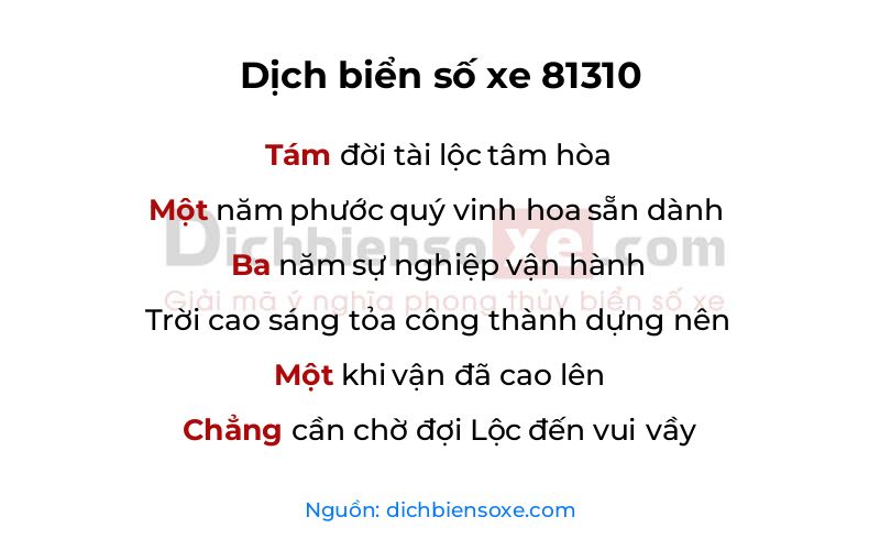 Dịch thơ biển số 81310