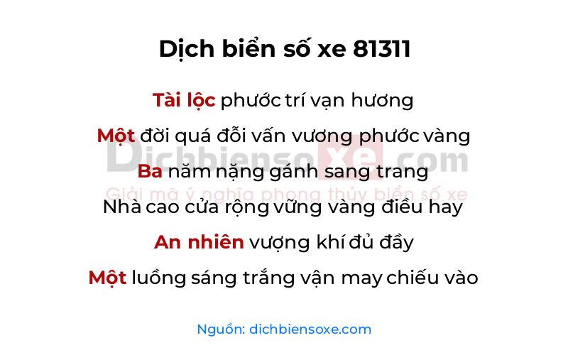 Dịch thơ biển số 81311
