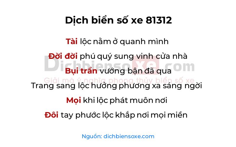 Dịch thơ biển số 81312