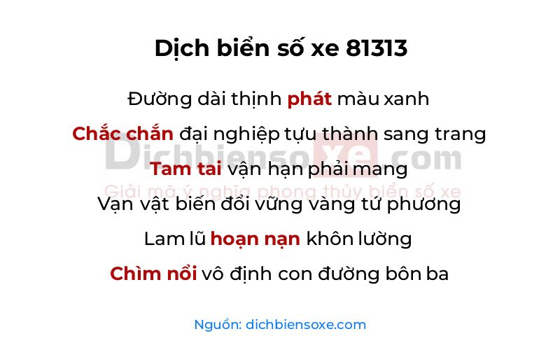 Dịch thơ biển số 81313