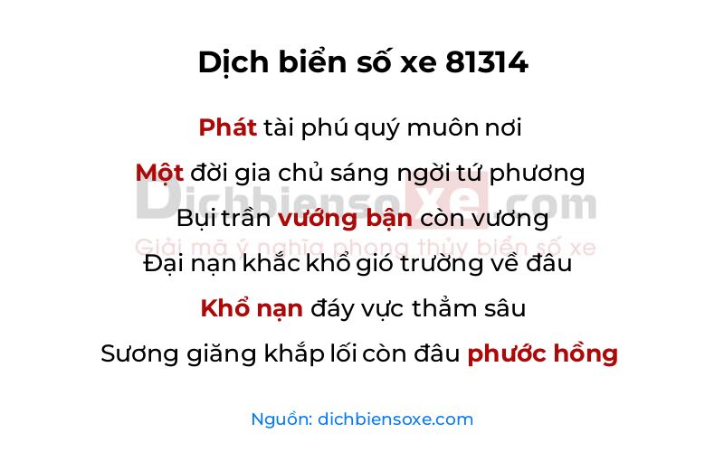 Dịch thơ biển số 81314
