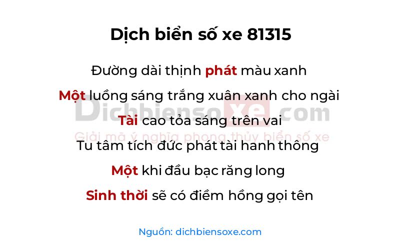 Dịch thơ biển số 81315