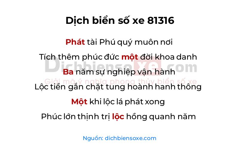 Dịch thơ biển số 81316