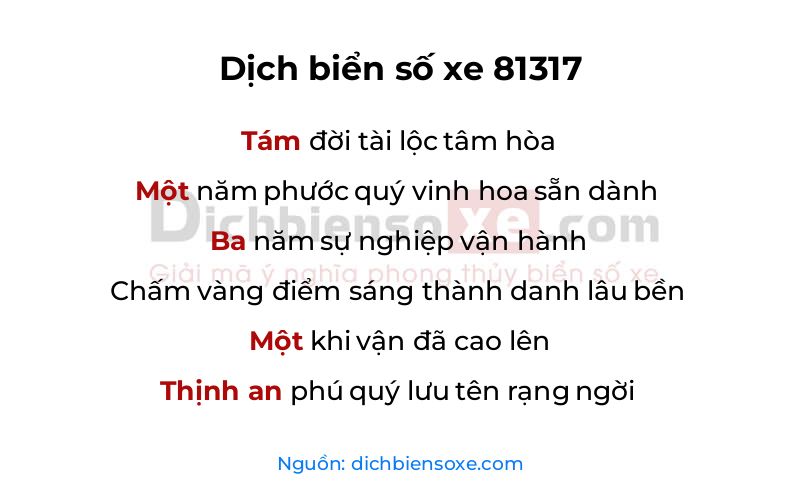 Dịch thơ biển số 81317