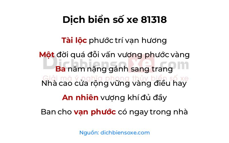 Dịch thơ biển số 81318