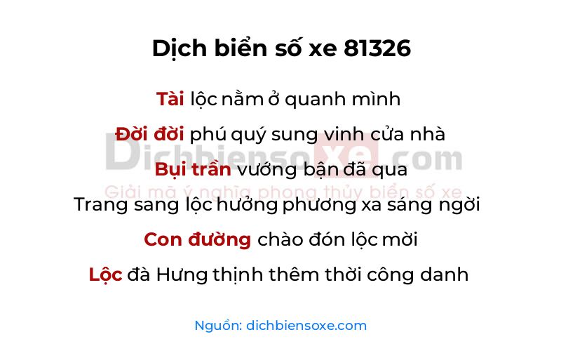 Dịch thơ biển số 81326
