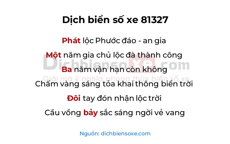 Dịch thơ biển số 81327