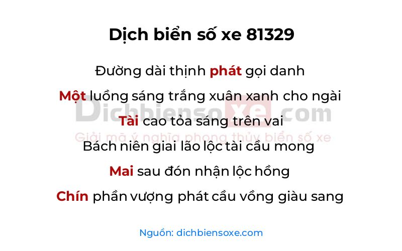 Dịch thơ biển số 81329