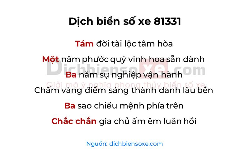 Dịch thơ biển số 81331