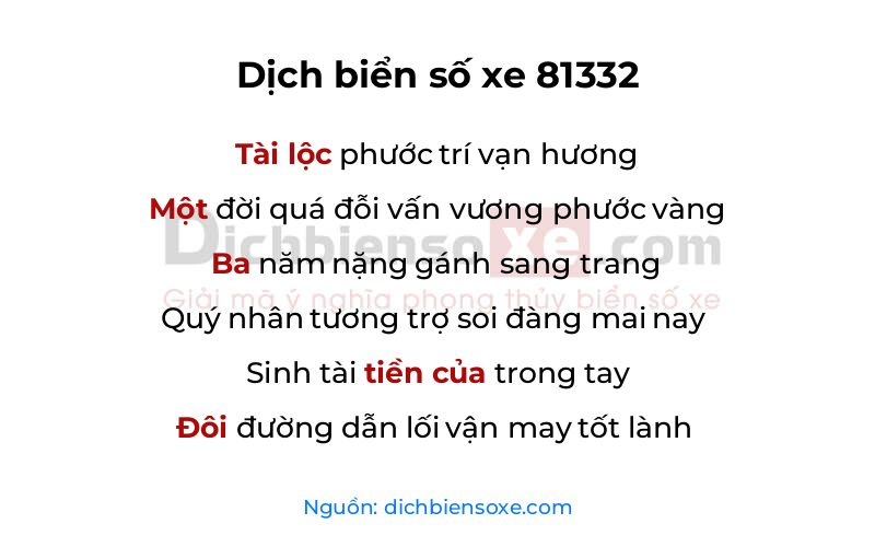 Dịch thơ biển số 81332