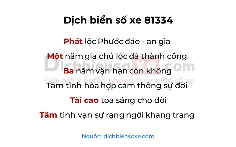Dịch thơ biển số 81334