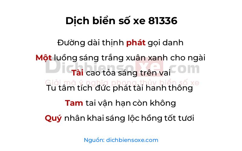 Dịch thơ biển số 81336
