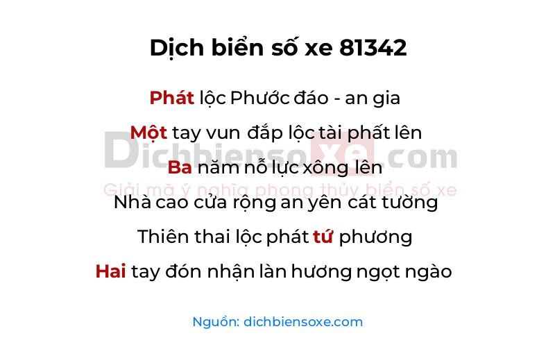 Dịch thơ biển số 81342