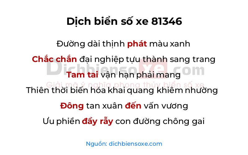 Dịch thơ biển số 81346