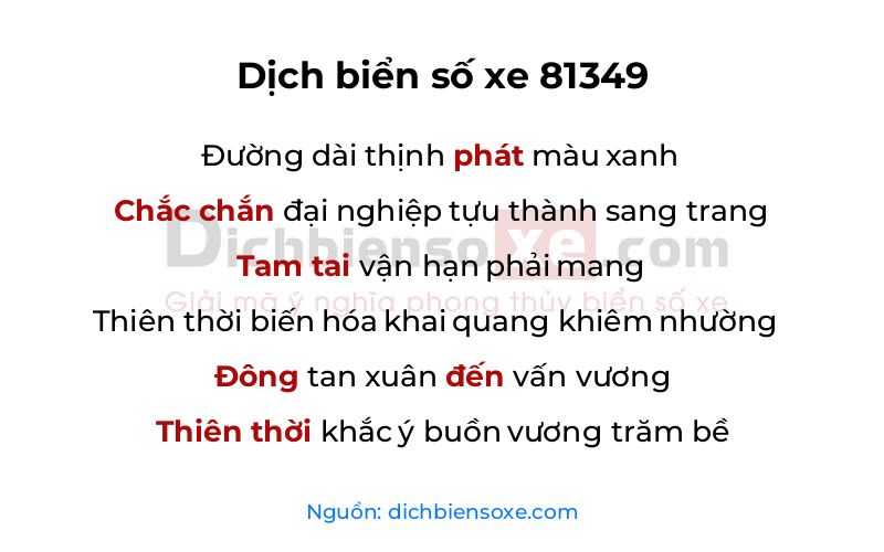 Dịch thơ biển số 81349