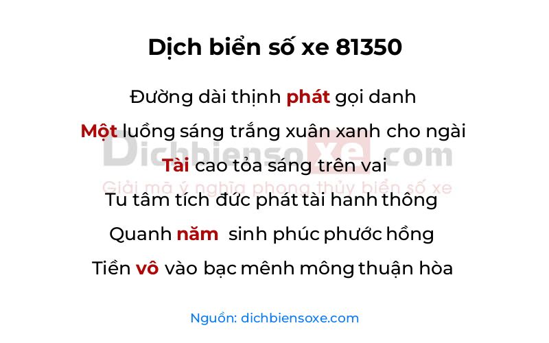 Dịch thơ biển số 81350