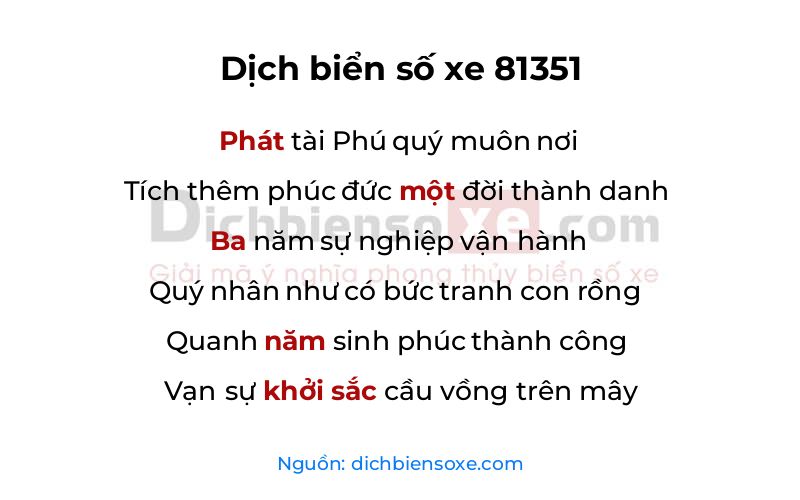 Dịch thơ biển số 81351
