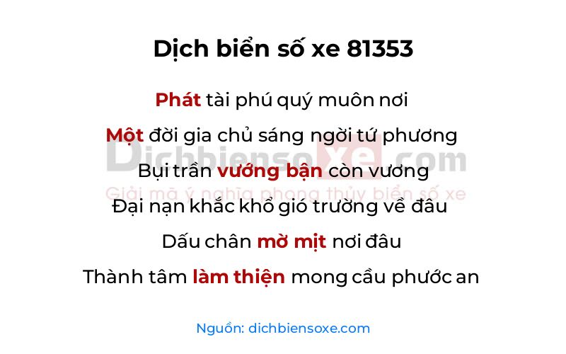 Dịch thơ biển số 81353