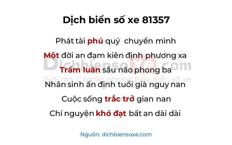 Dịch thơ biển số 81357