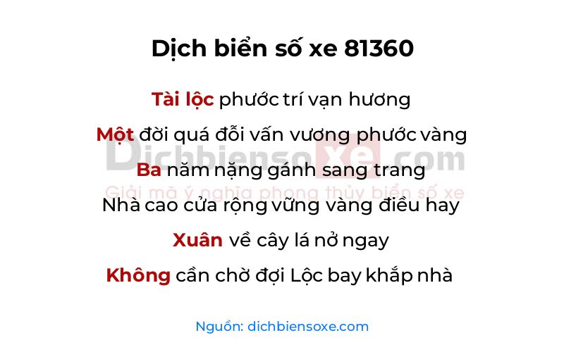 Dịch thơ biển số 81360