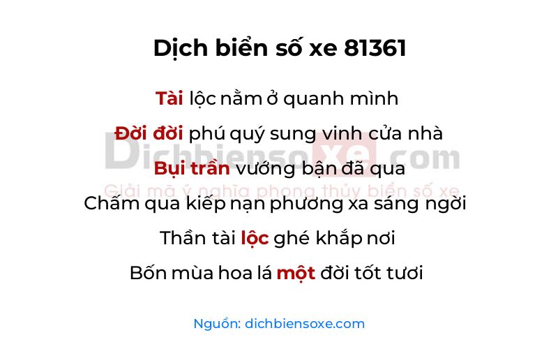 Dịch thơ biển số 81361