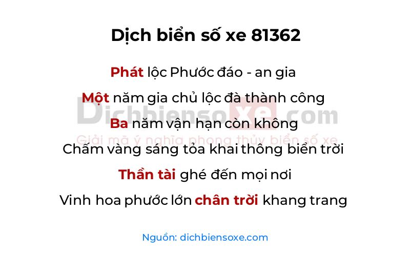 Dịch thơ biển số 81362