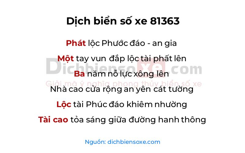 Dịch thơ biển số 81363