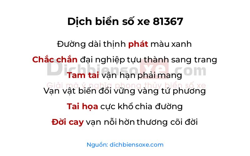 Dịch thơ biển số 81367